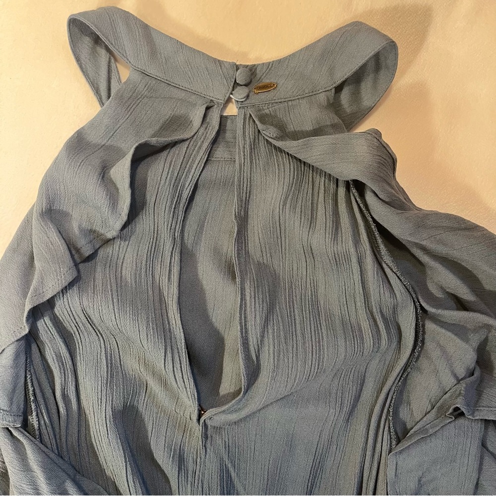 O’Neill Juniors Misty Keyhole Ruffle Maxi Dress Gray Size XL - Picture 8 of 10